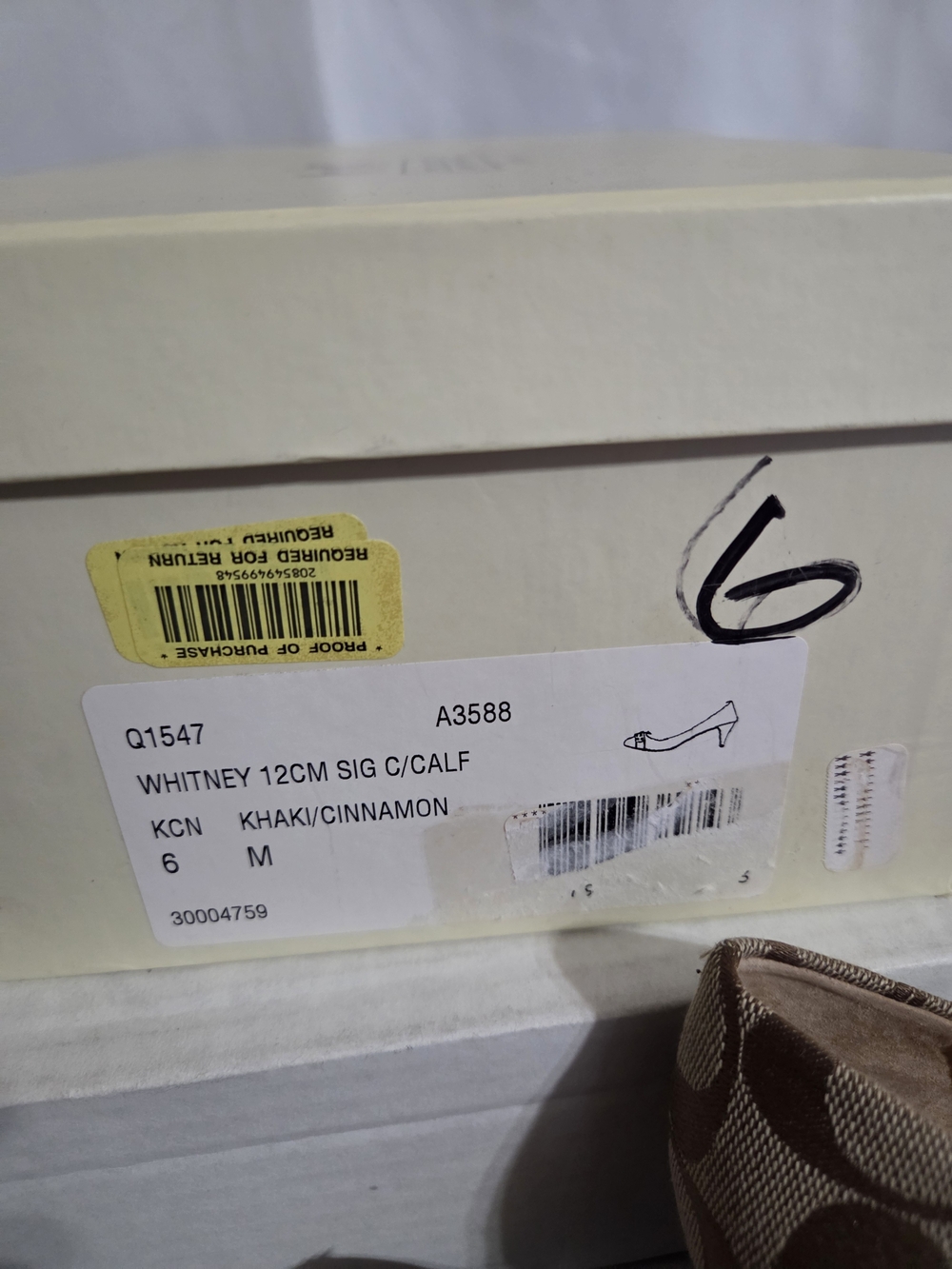 COACH Whitney Signature Canvas & Leather Heels US Women Size 6B Khaki/Cinnamon - Picture 10 of 12